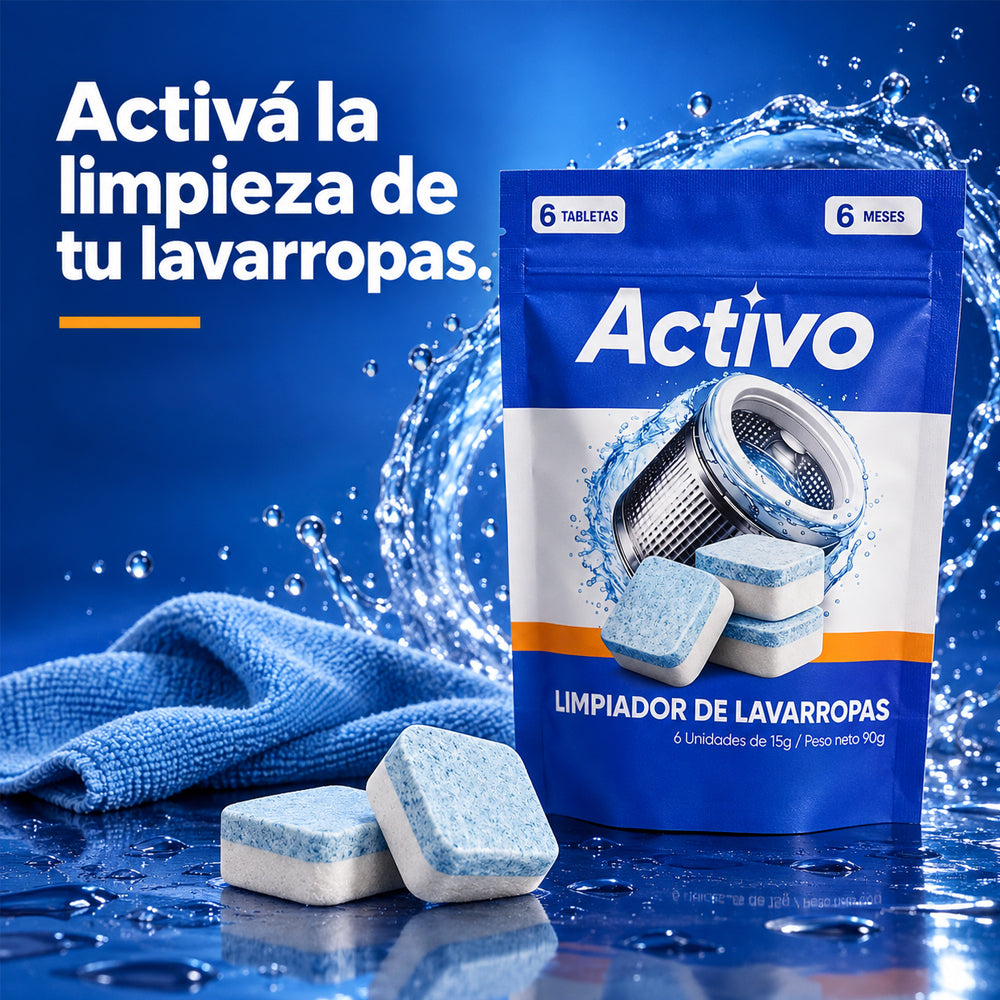 Tabletas Antibacteriales para Limpieza de Lavarropa ACTIVO