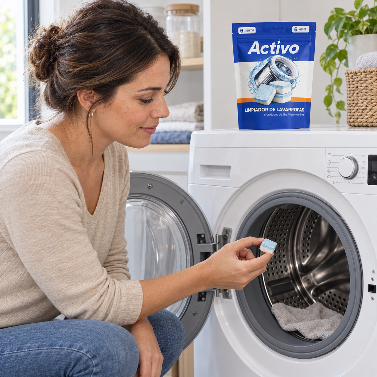 Tabletas Antibacteriales para Limpieza de Lavarropa ACTIVO
