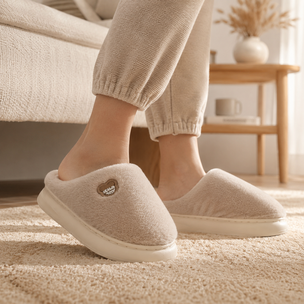 Pantufla Super Suave Momy Con Suela de Espuma Beige