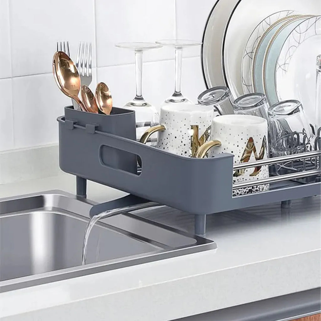 Escurridor de platos extensible con drenaje vista adicional – Mil Ideas