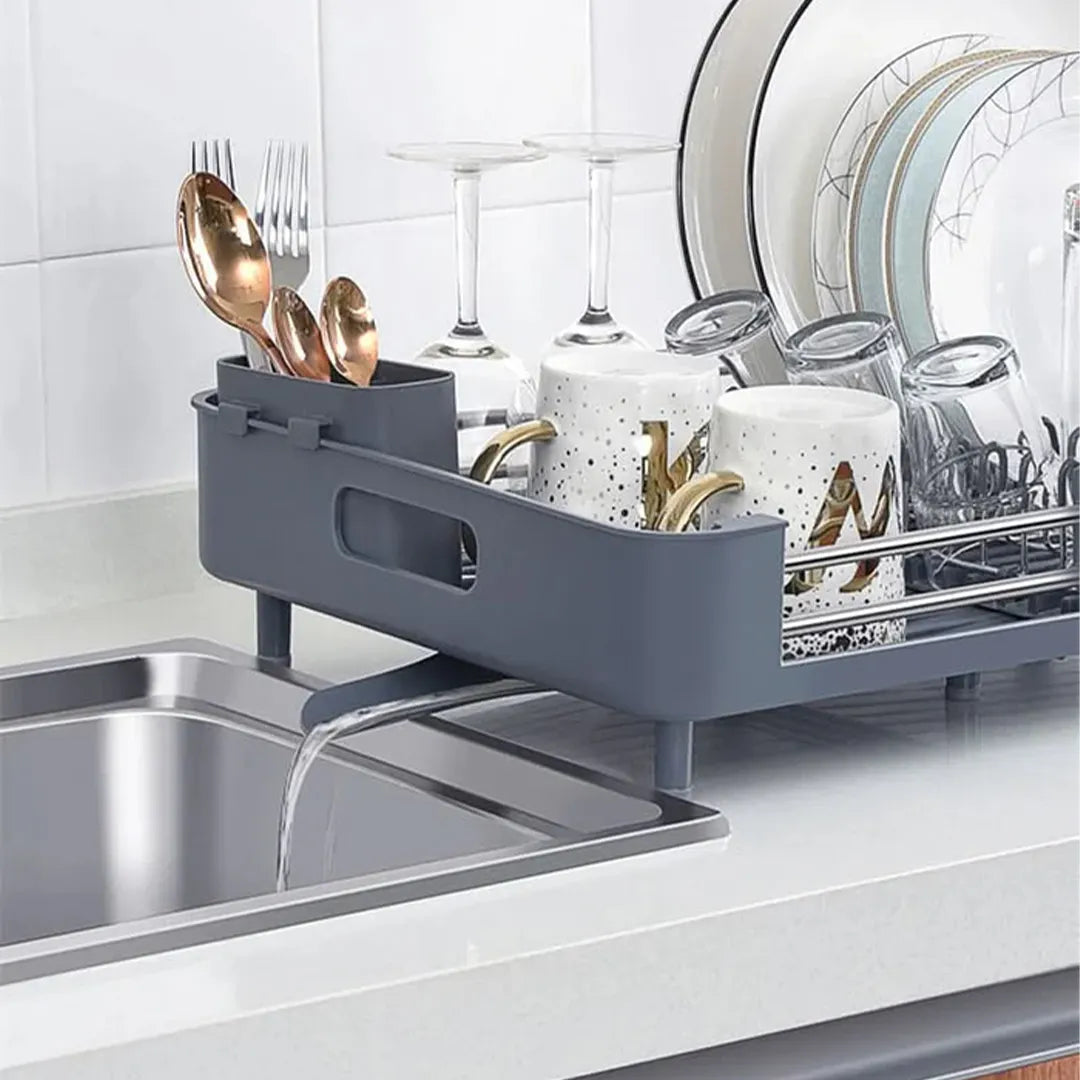Escurridor de platos extensible con drenaje vista adicional – Mil Ideas