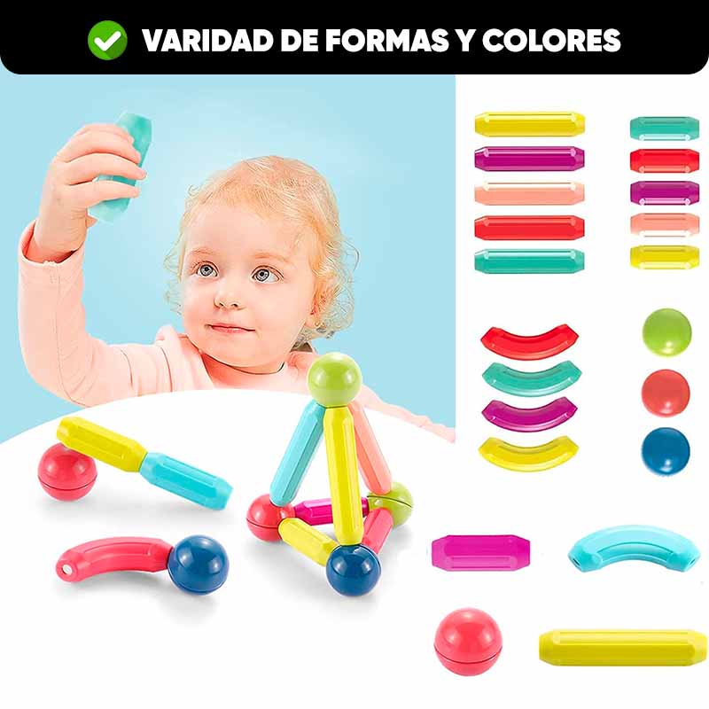 Juego de Varillas Magnéticas 130 Piezas vista adicional – Mil Ideas