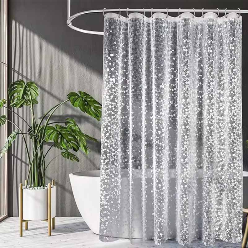 Cortina de ducha PEVA transparente detalle – Mil Ideas