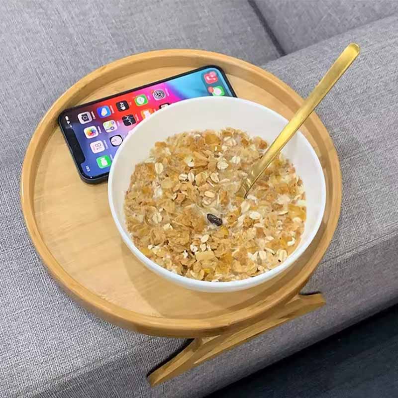 Bandeja bambú sofá vista adicional con laptop – Mil Ideas