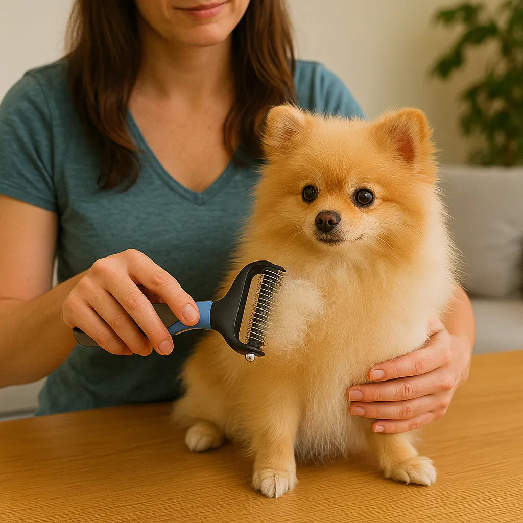 Cepillo Corta Nudos y Deslanador MimoPaws en uso – Mil Ideas