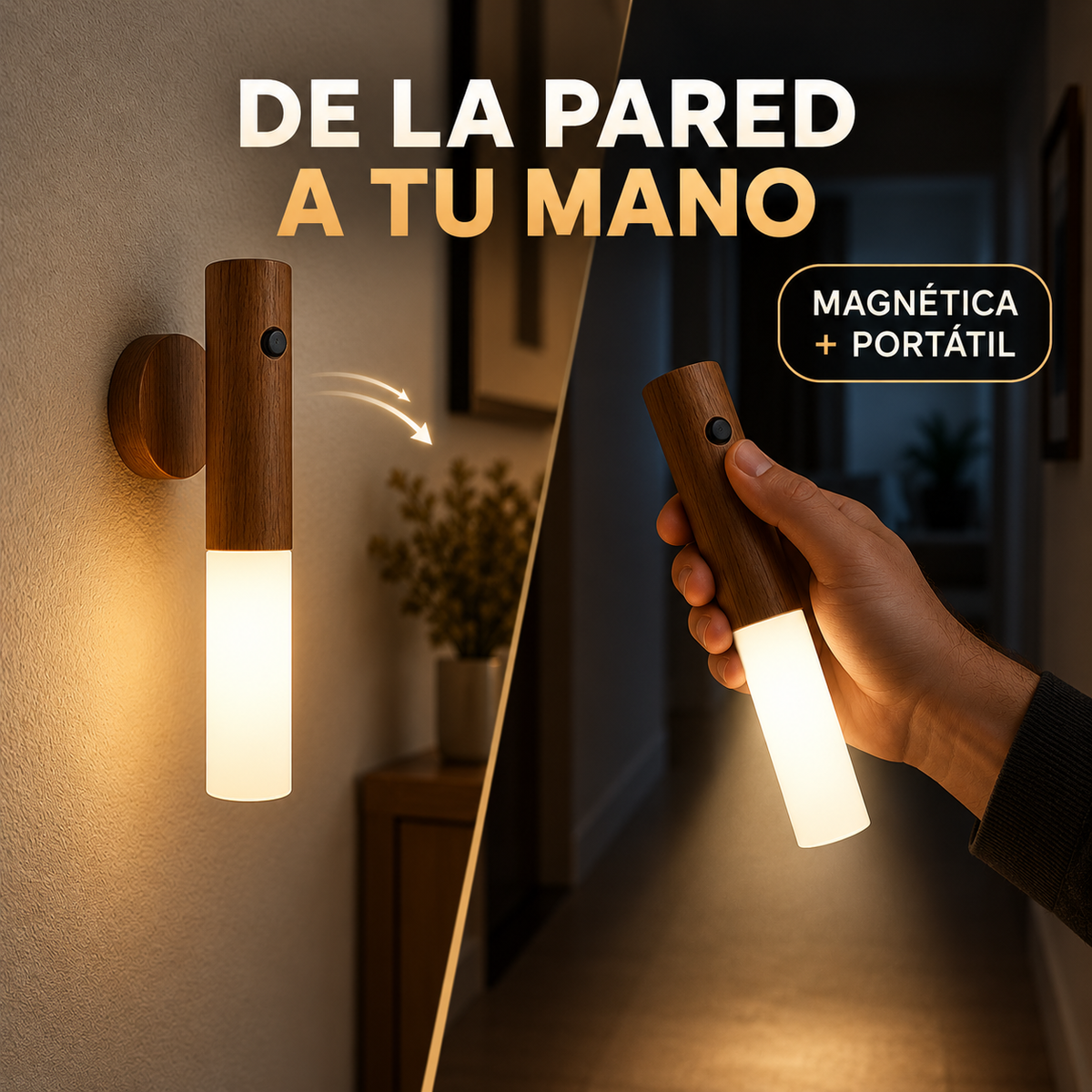 Lampara Linterna con Sensor de Movimiento Portátil y Recargable USB