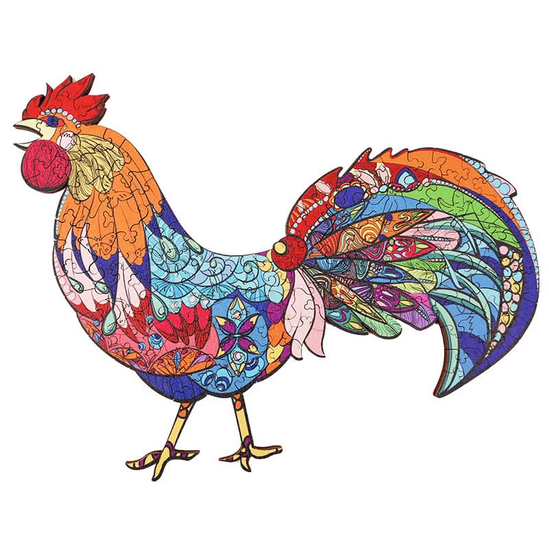 Puzzle de madera 180 piezas diseño Gallo en uso – Mil Ideas