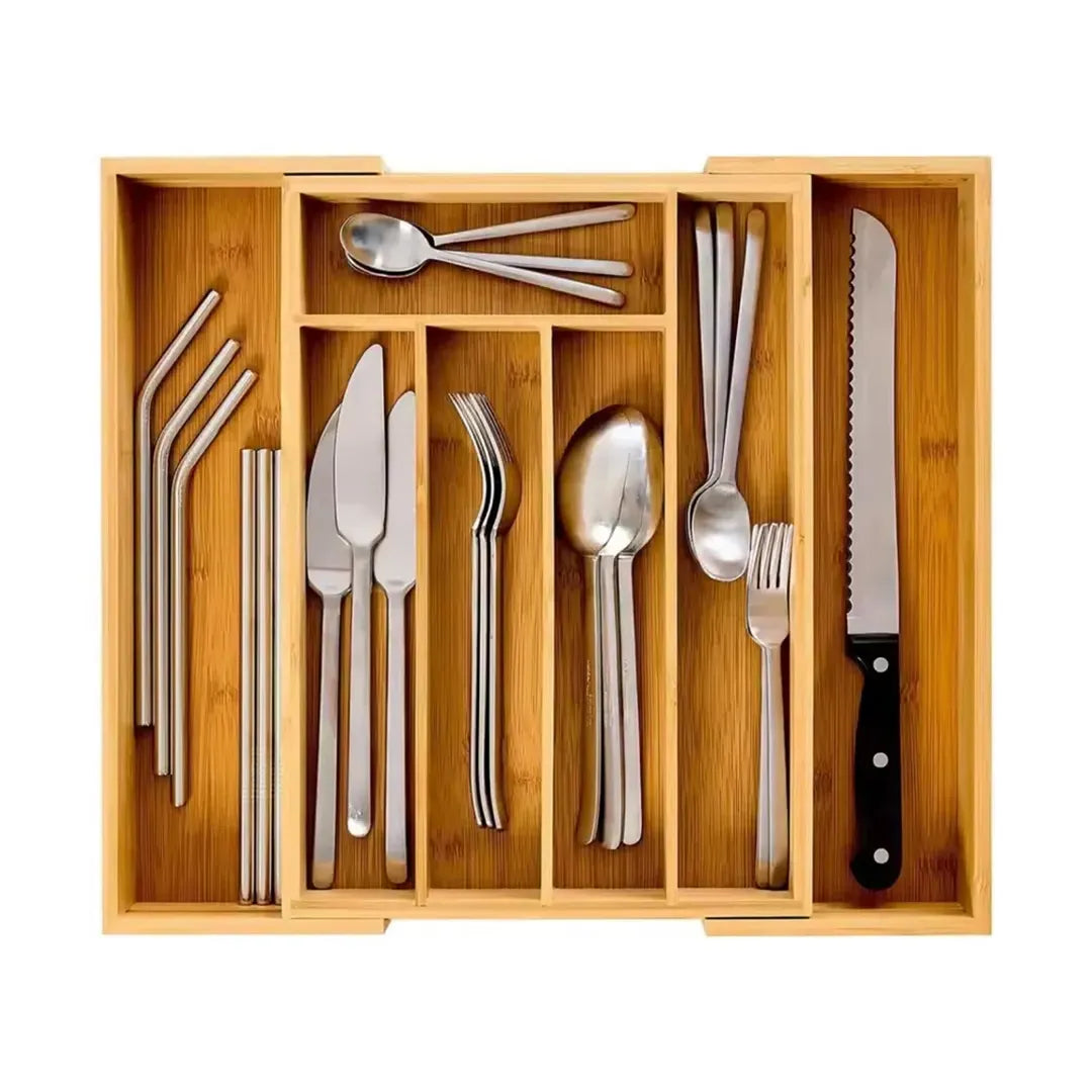 Organizador multifuncional extensible de bambú vista adicional – Mil Ideas