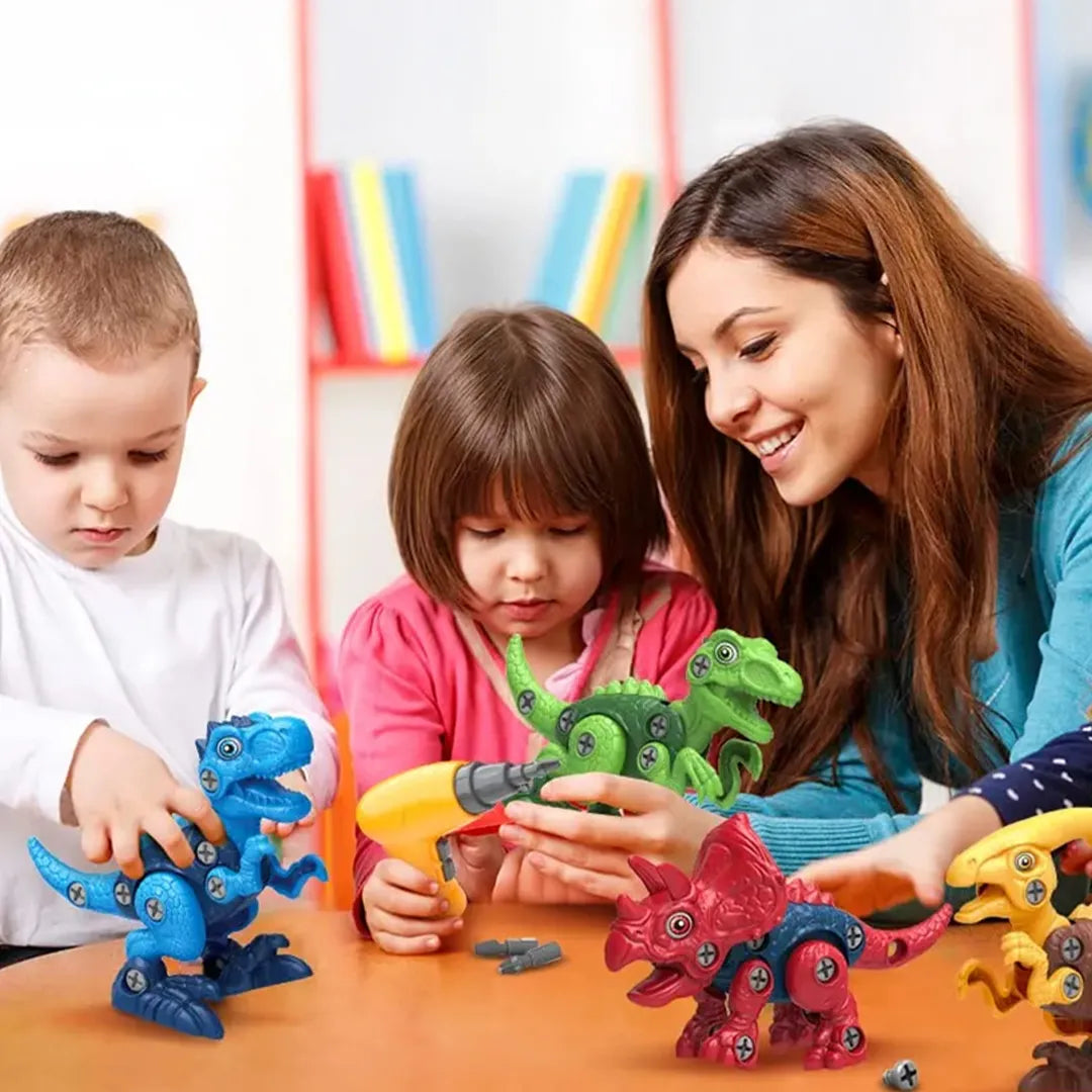 Set de 4 Dinosaurios Desarmables con Taladro en uso – Mil Ideas