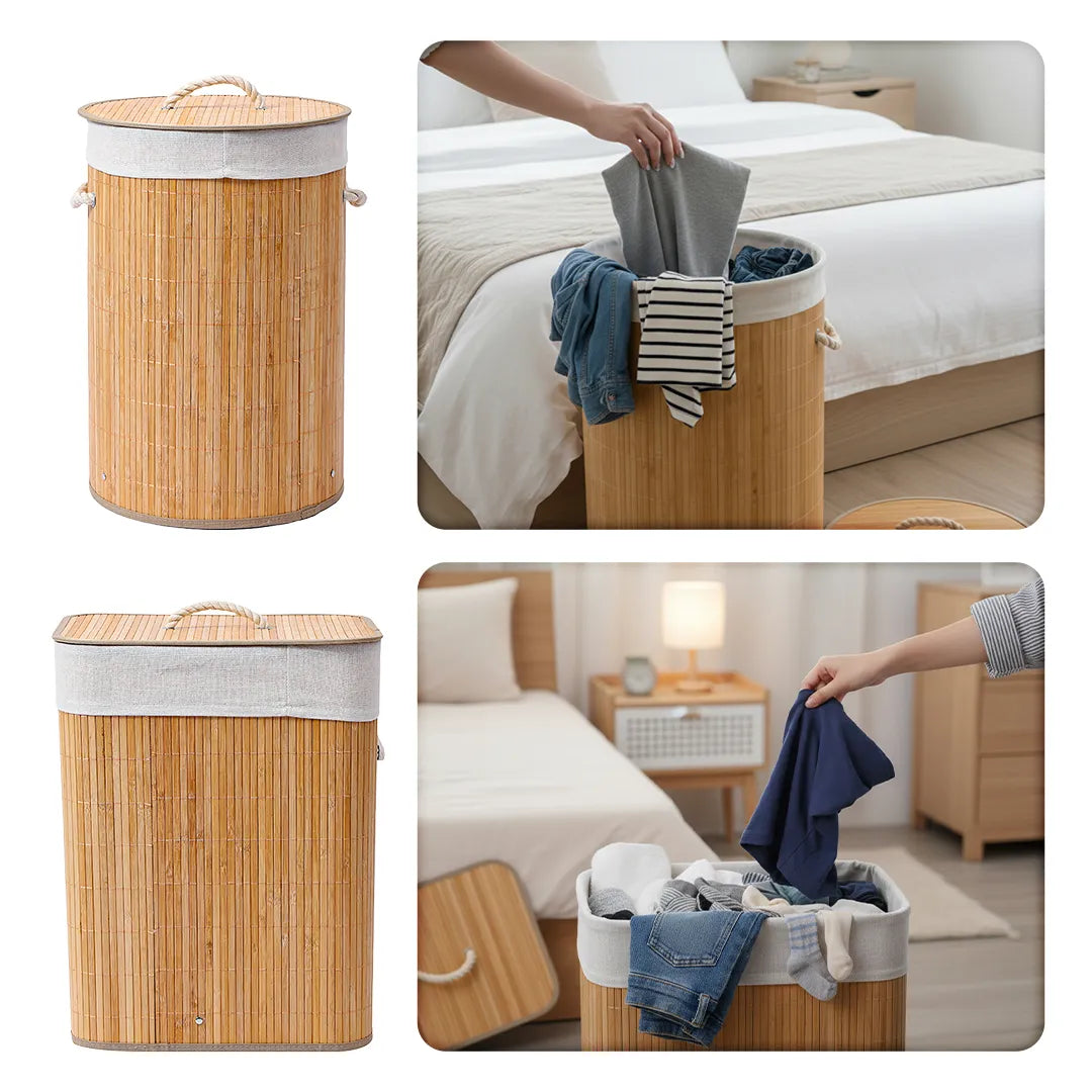 Cesto Organizador Ropa Sucia Bambú con Tapa – Mil Ideas