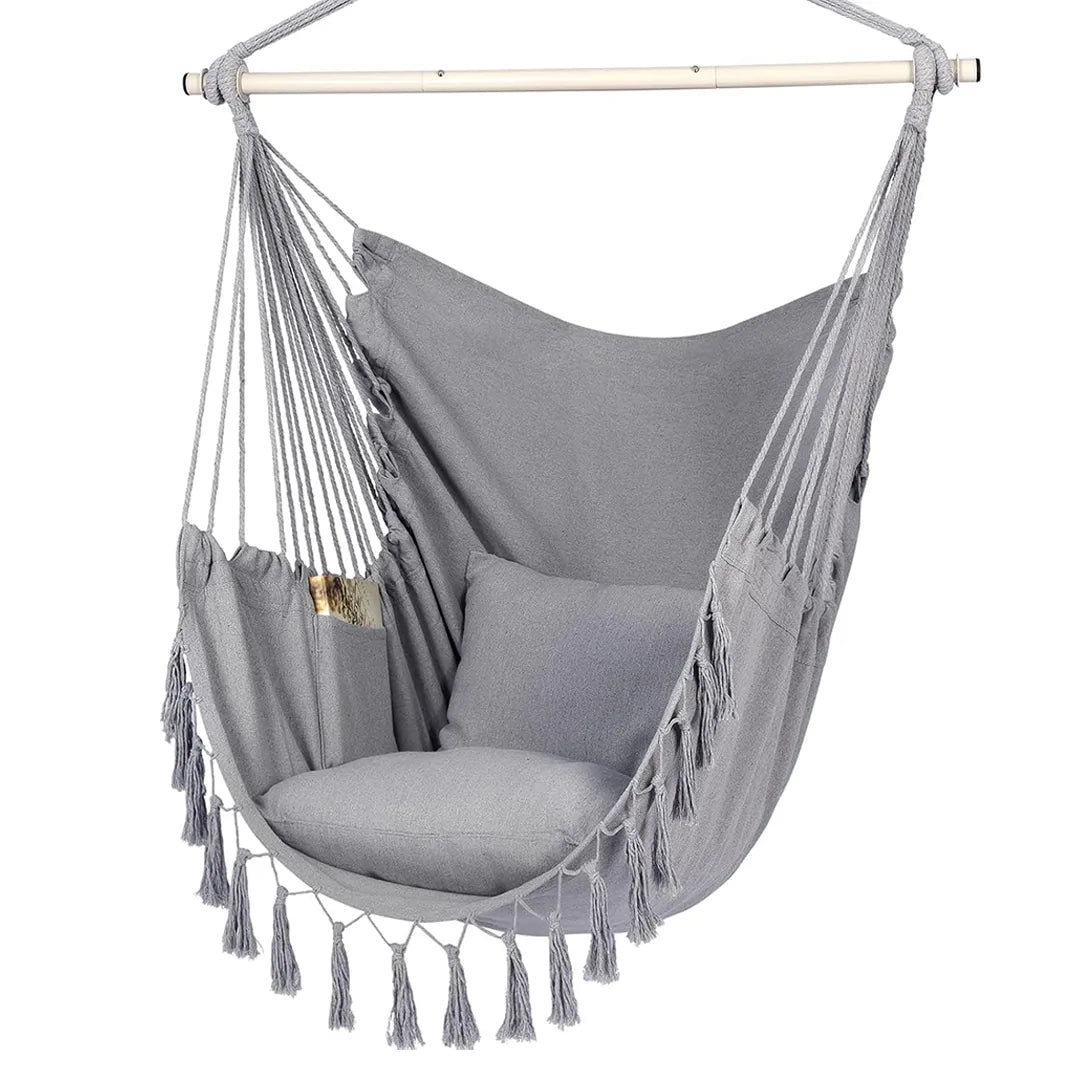 Silla hamaca colgante en macramé con bolsillo – Mil Ideas