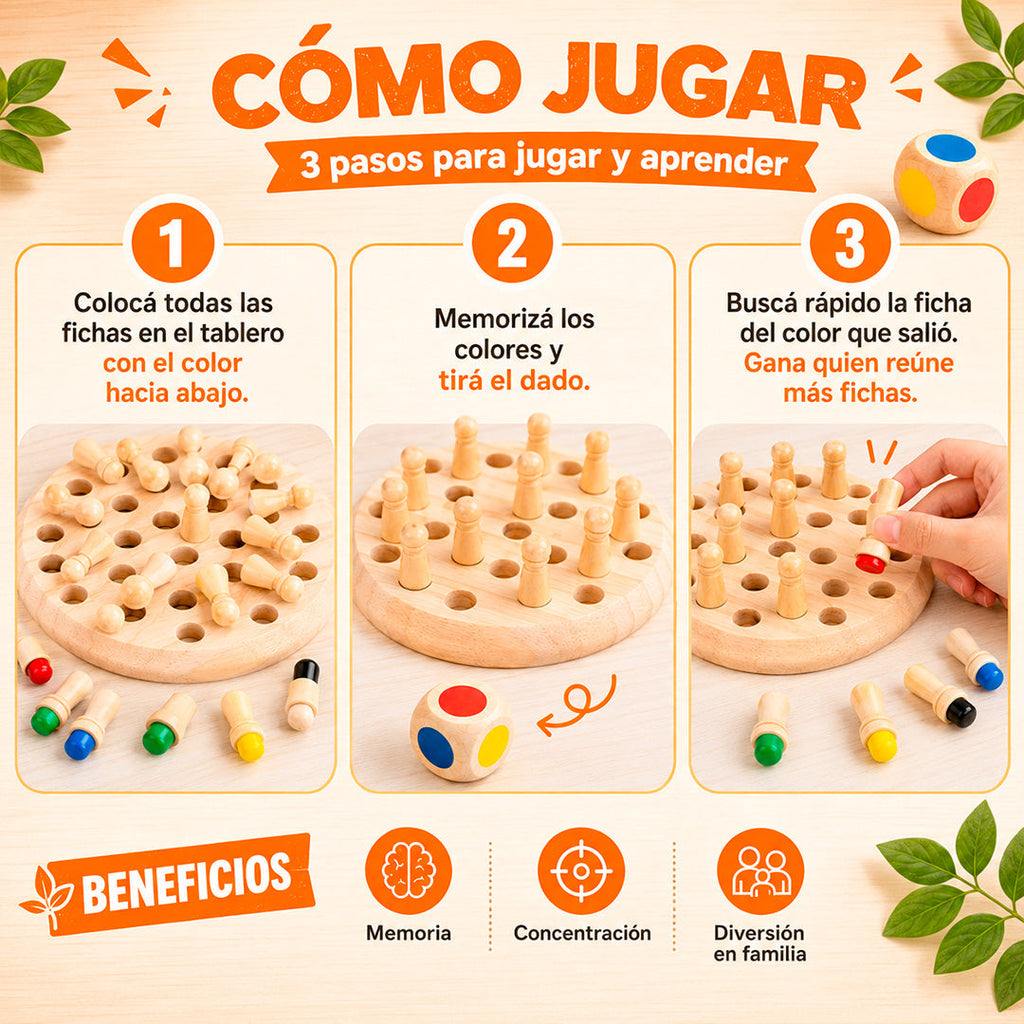 Juego Didáctico en Madera Ajedrez para la Memoria