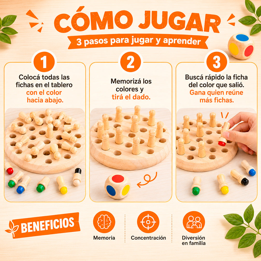 Juego Didáctico en Madera Ajedrez para la Memoria