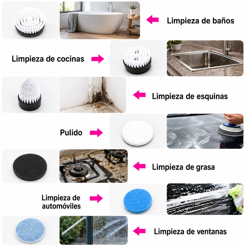 Cepillo de Limpieza Turbo con 7 Cabezales