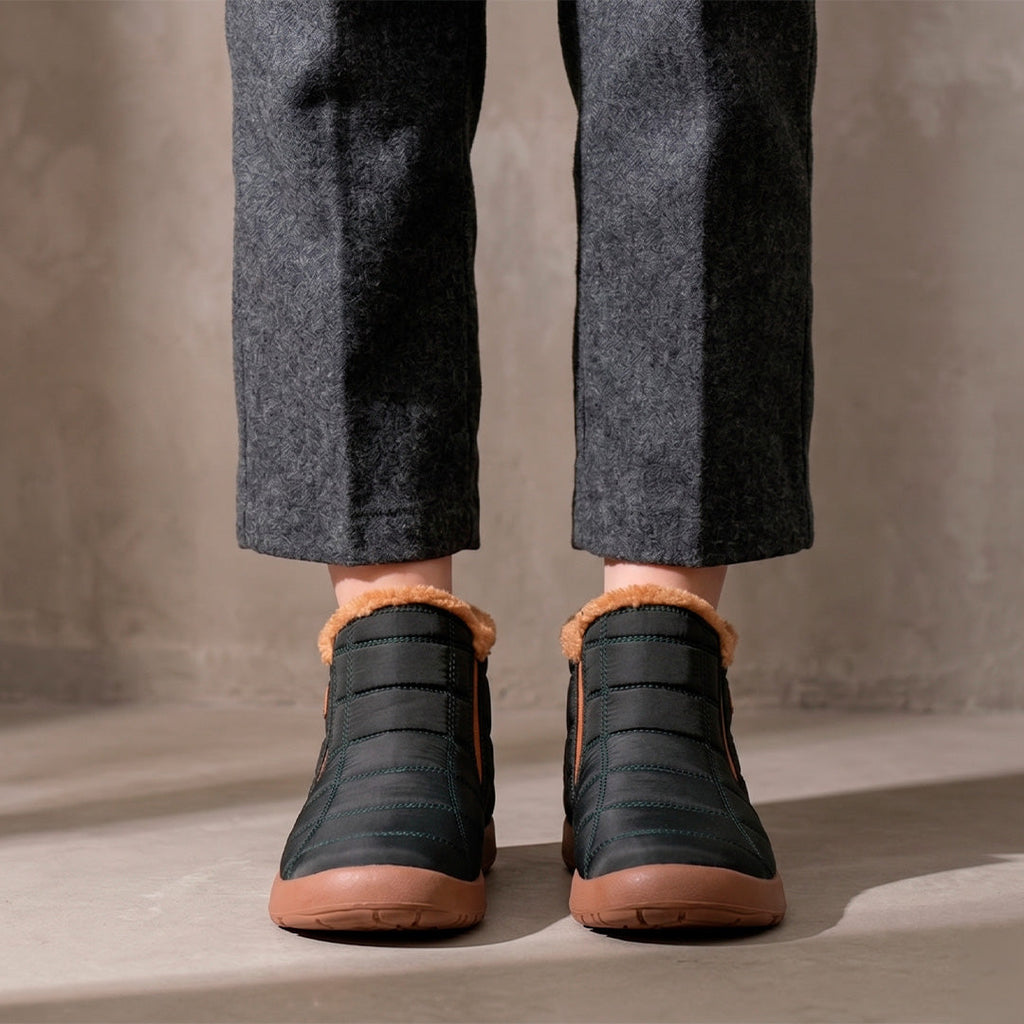 Botitas Winter Fast en uso con el pie calzado – Mil Ideas