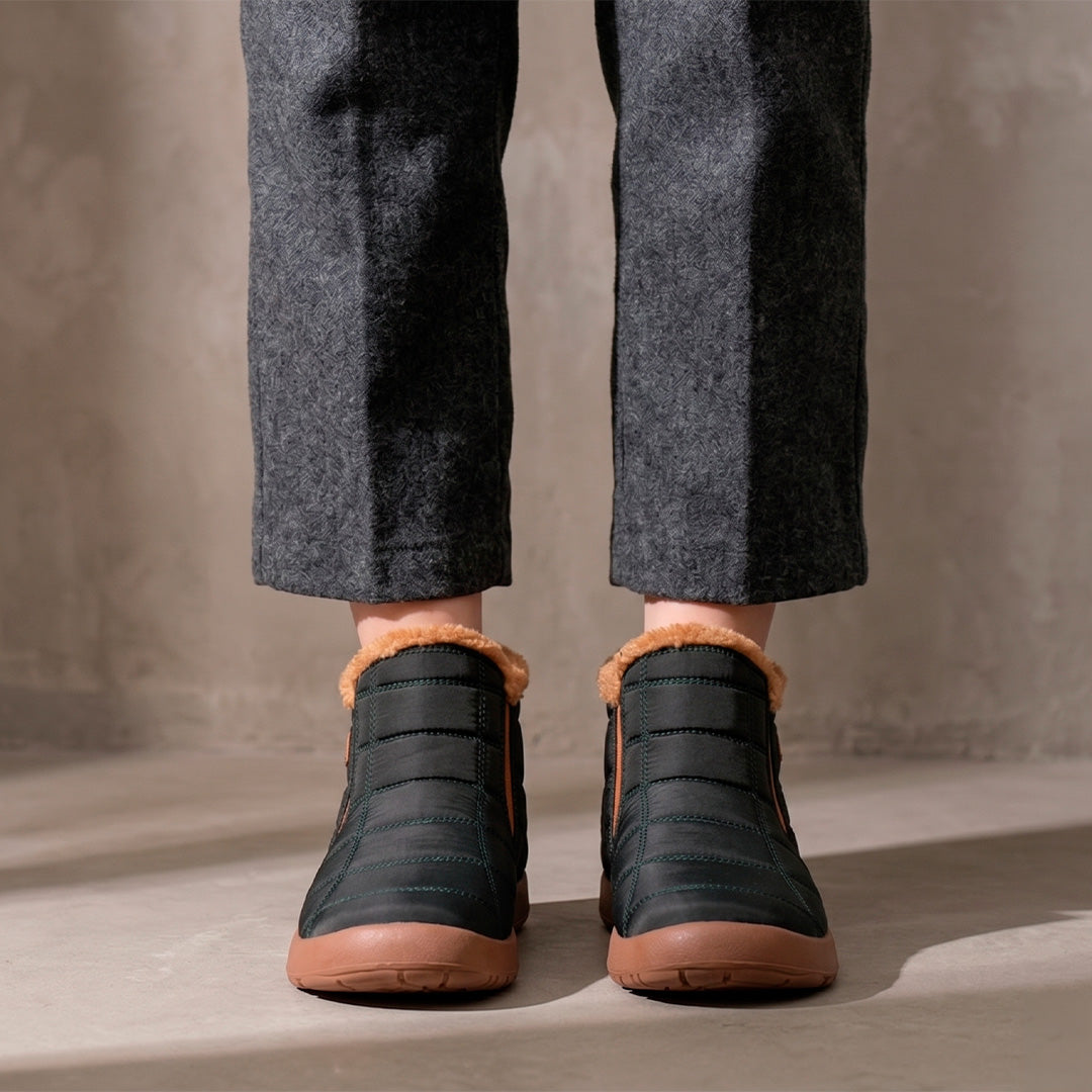 Botitas Winter Fast en uso con el pie calzado – Mil Ideas