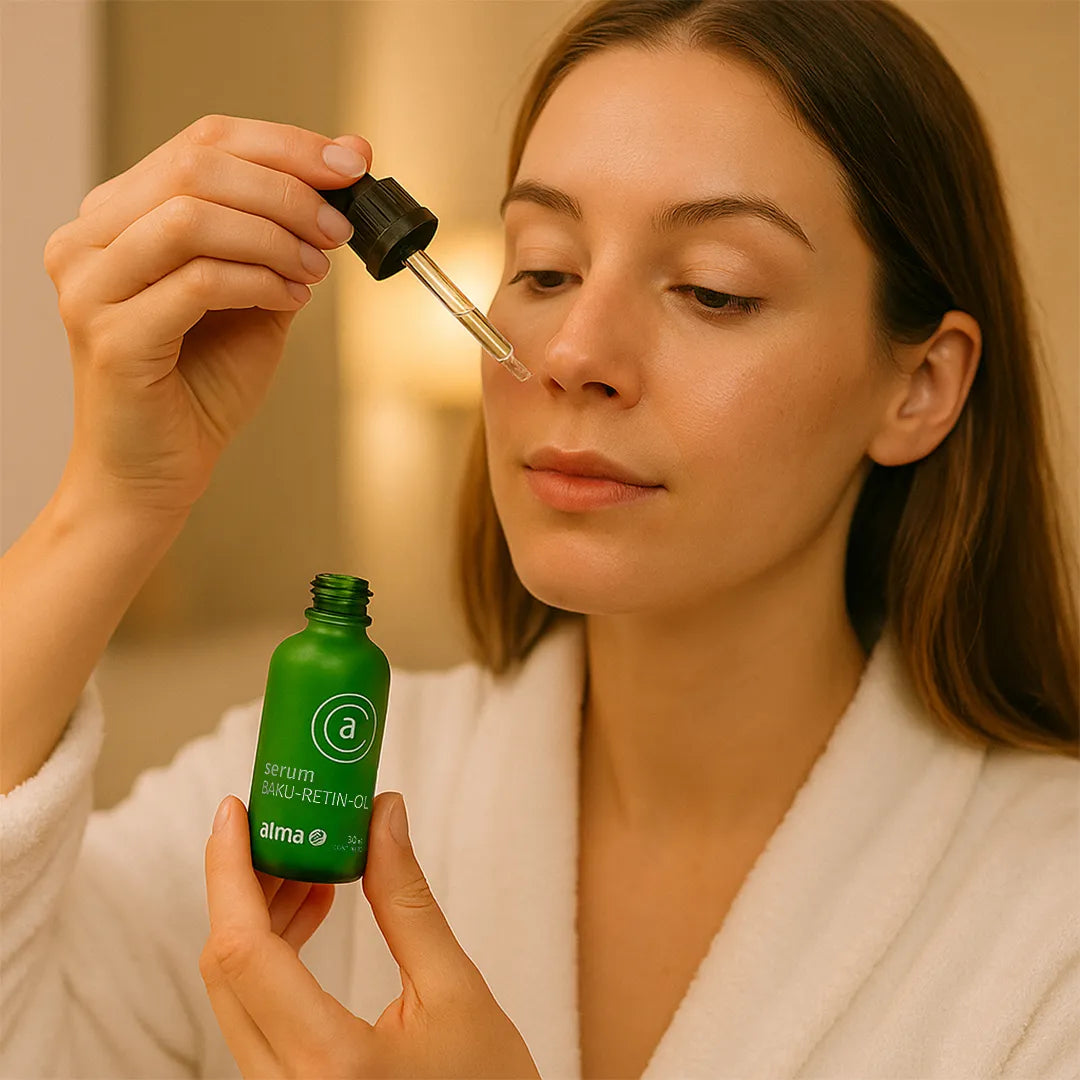 Sérum Baku-Retinol Alma Cosmetica en uso – Mil Ideas