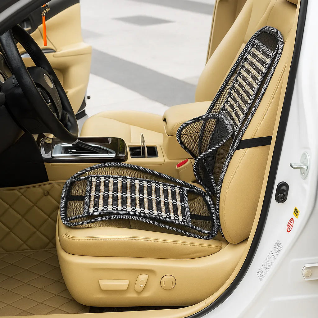 Respaldo ergonómico de bambú para coche detalle – Mil Ideas