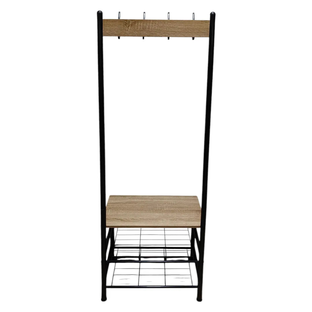 Perchero zapatera 3 estantes hierro y MDF detalle – Mil Ideas