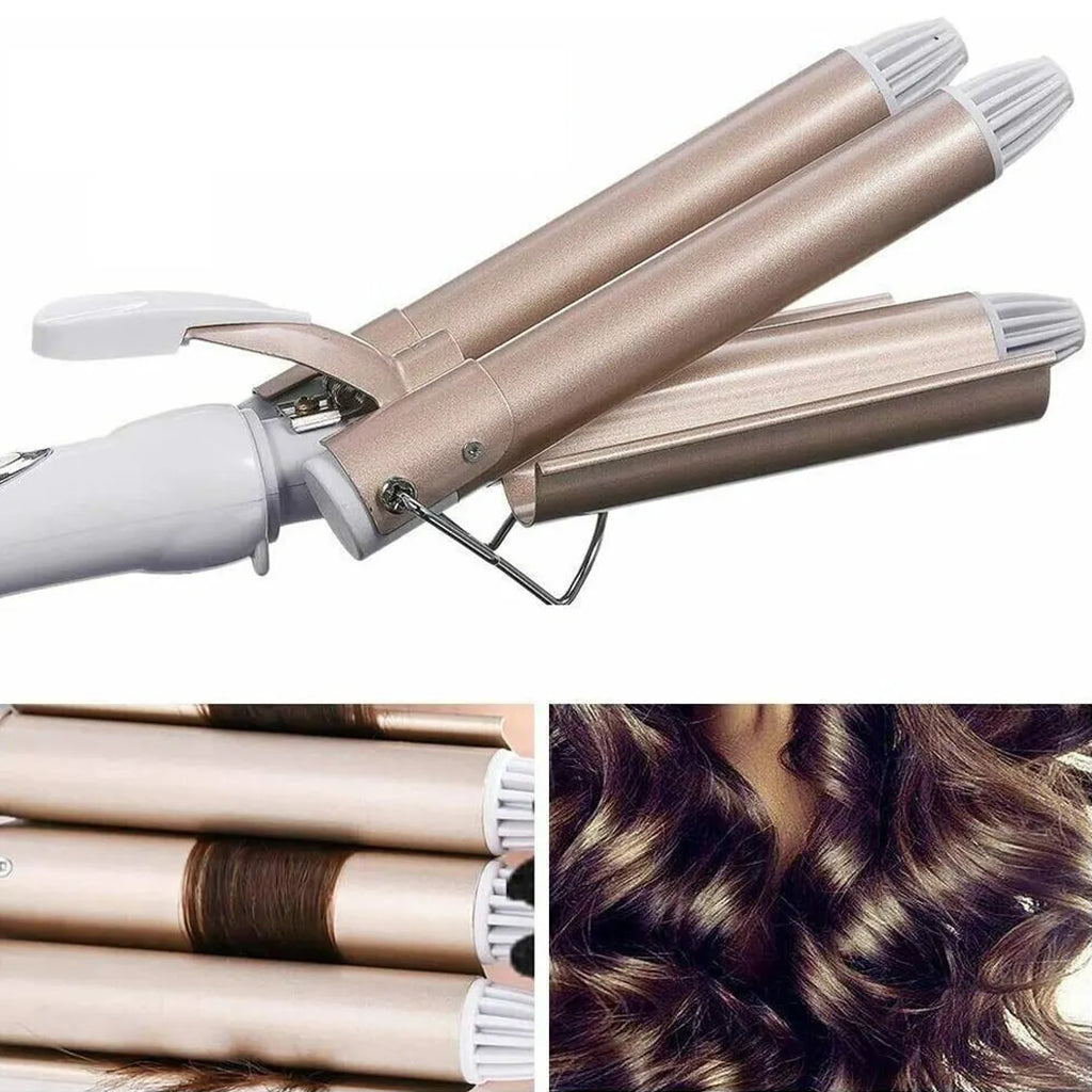 Rizador de pelo cerámica triple rodillo vista adicional – Mil Ideas