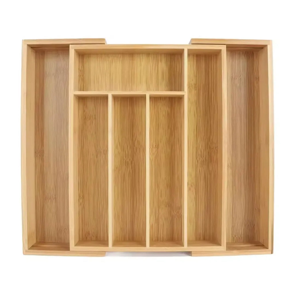 Organizador multifuncional extensible de bambú detalle – Mil Ideas