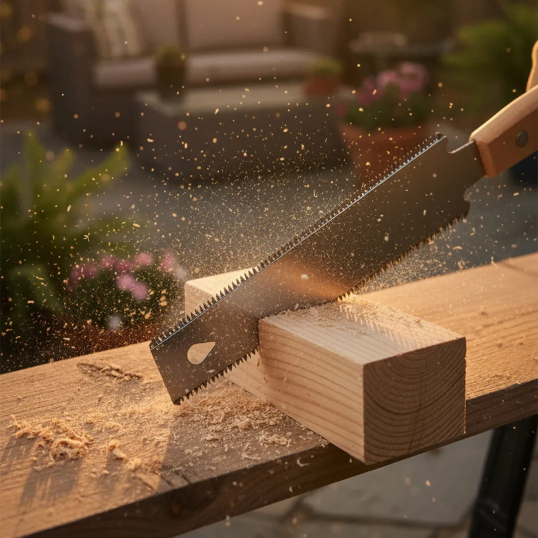 Sierra de mano estilo japonés para madera en uso – Mil Ideas
