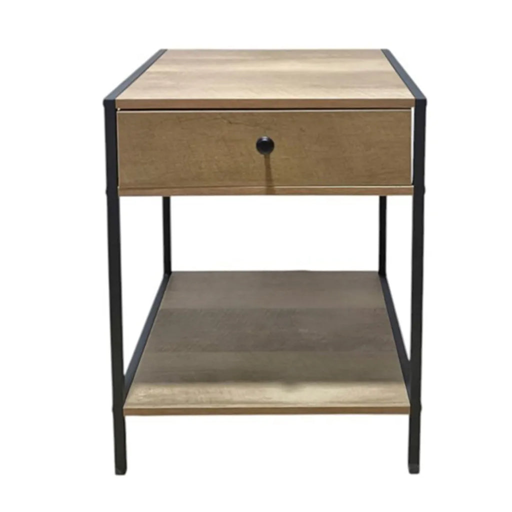Mesa de luz hierro y MDF desarmable con cajón – Mil Ideas