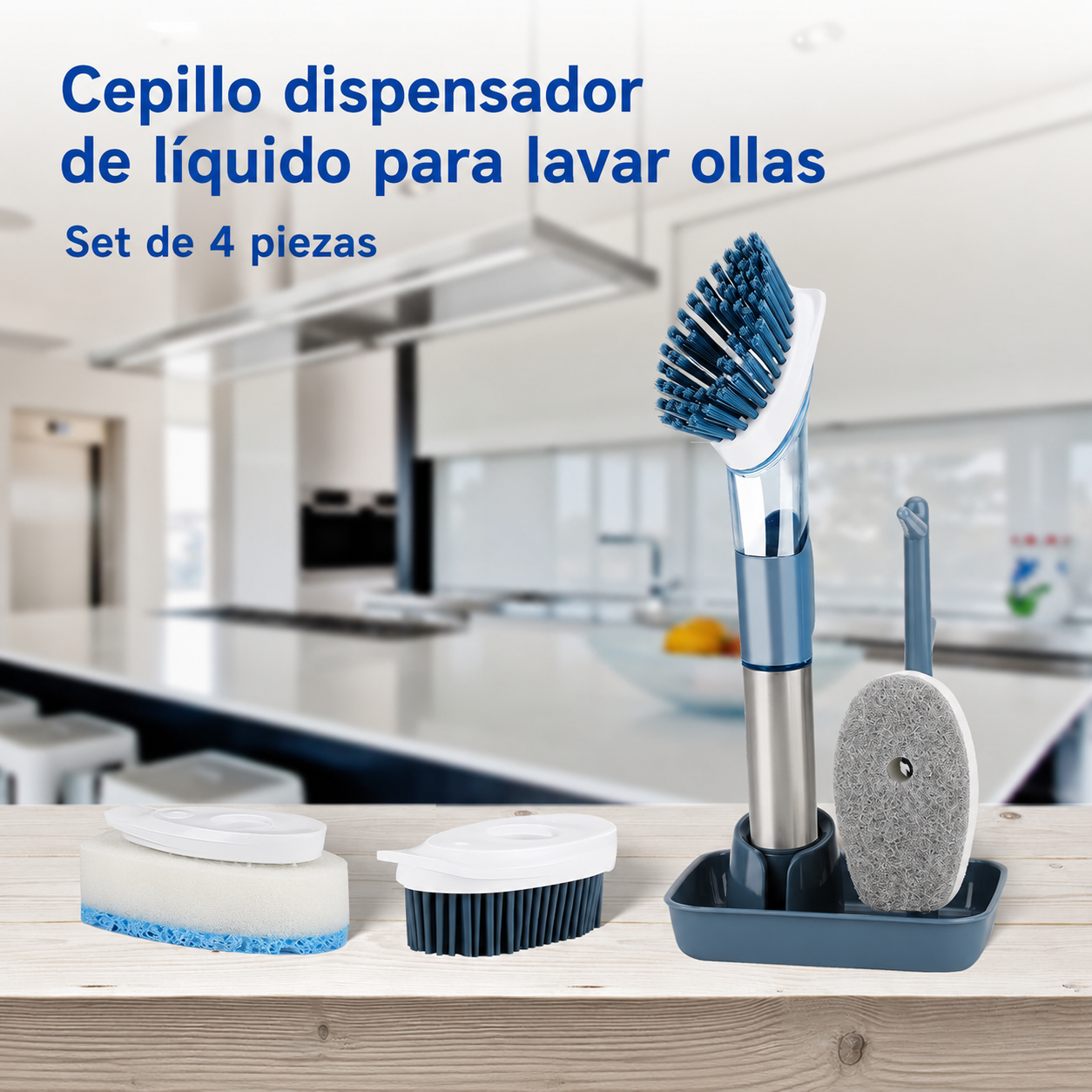 Cepillo de Limpieza con Base y Cabezales Intercambiables
