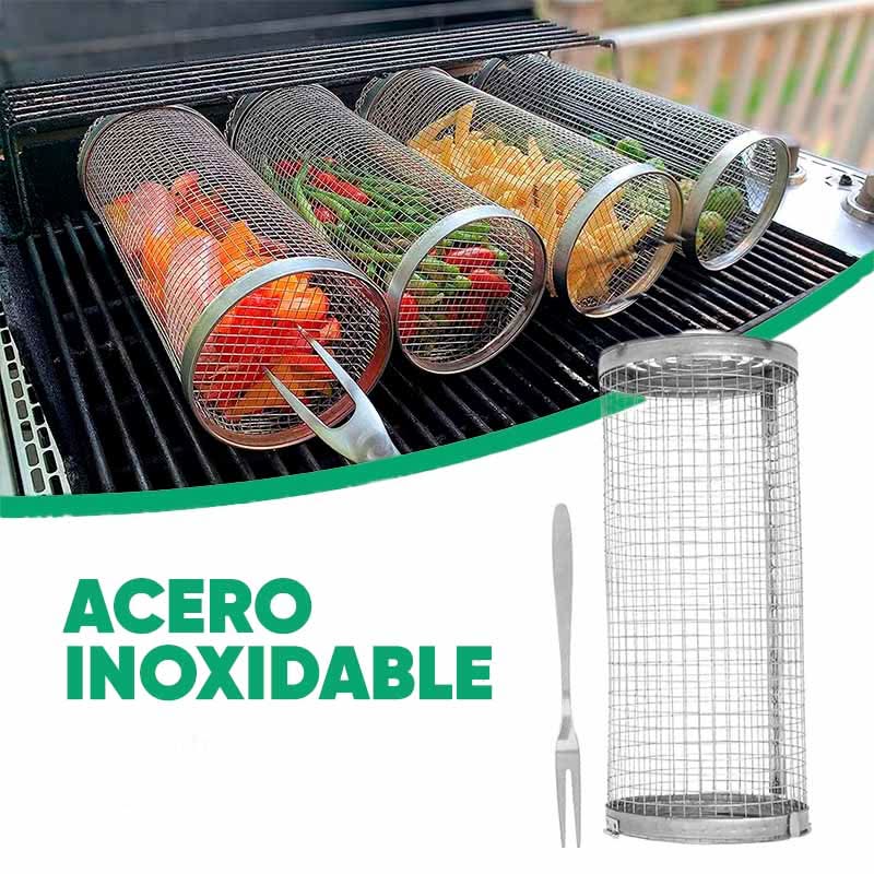 Canasto Circular para Parrilla de Acero Inoxidable en uso – Mil Ideas