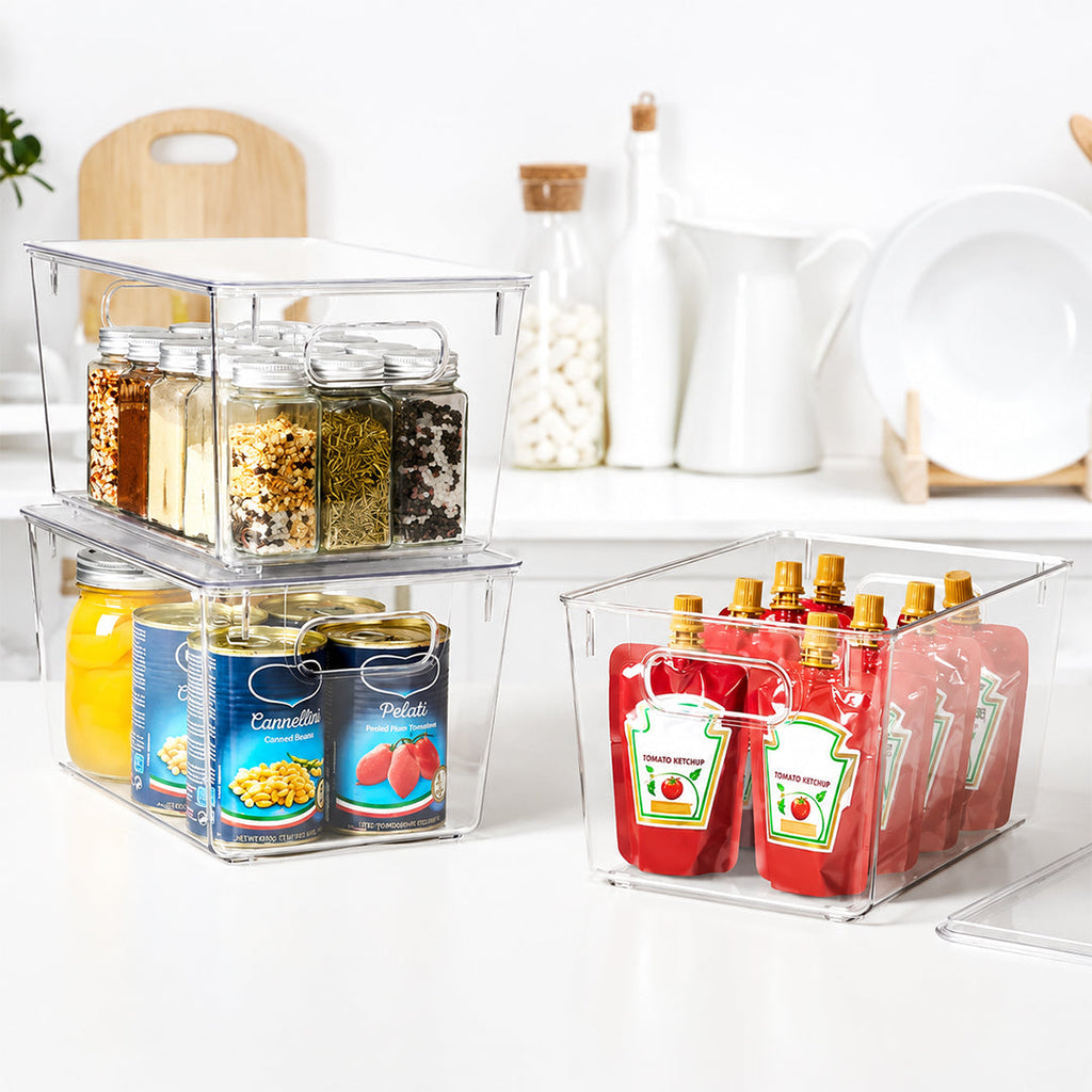 Contenedores Apilables Transparentes con Tapa Pack x4