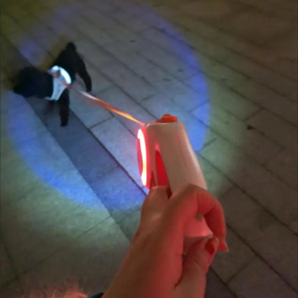 Correa extensible con luz en uso paseando perro – Mil Ideas