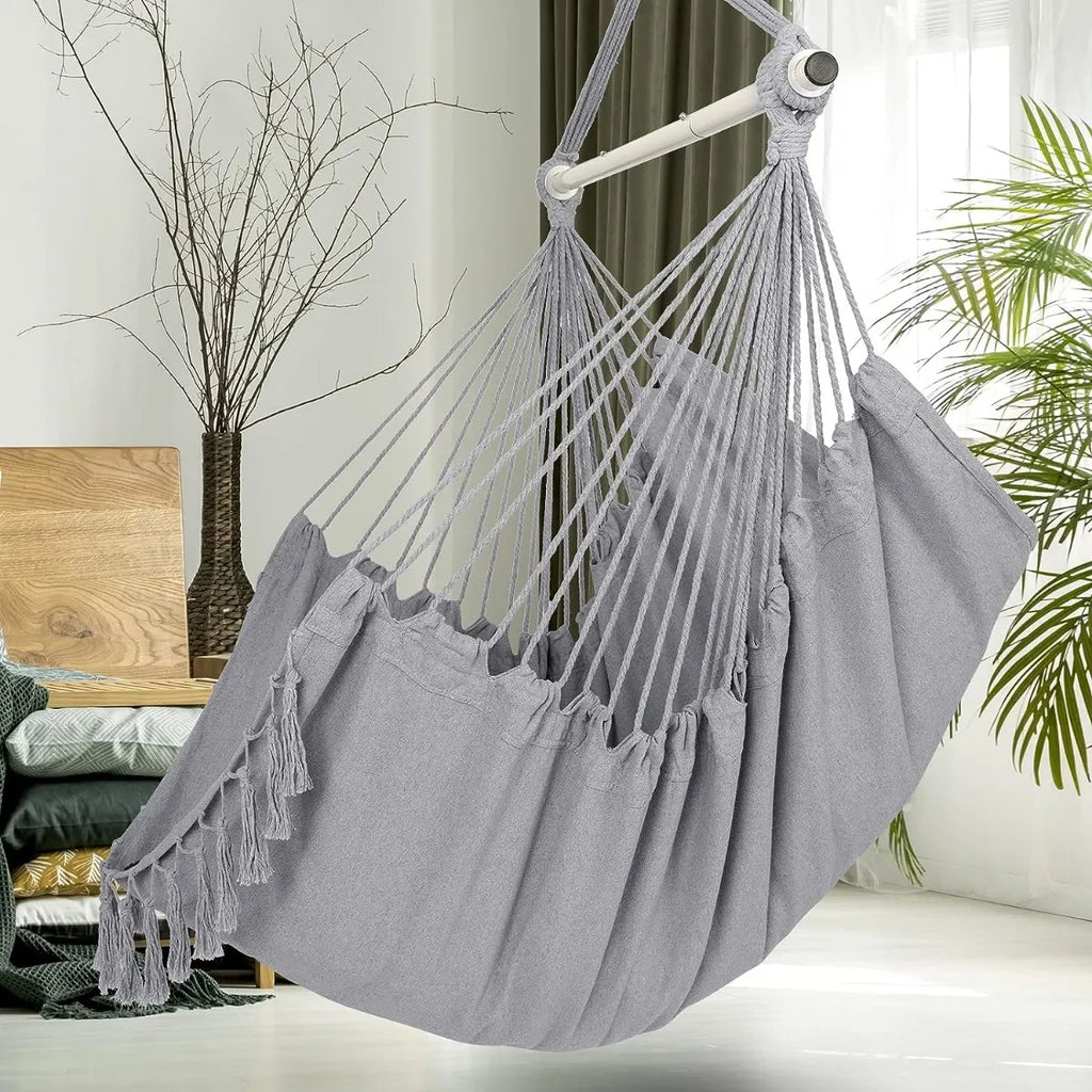 Silla hamaca colgante en macramé vista adicional – Mil Ideas