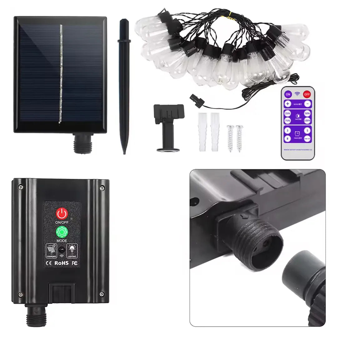 Guirnalda Luces Led Edison 5mts con Panel Solar vista adicional – Mil Ideas