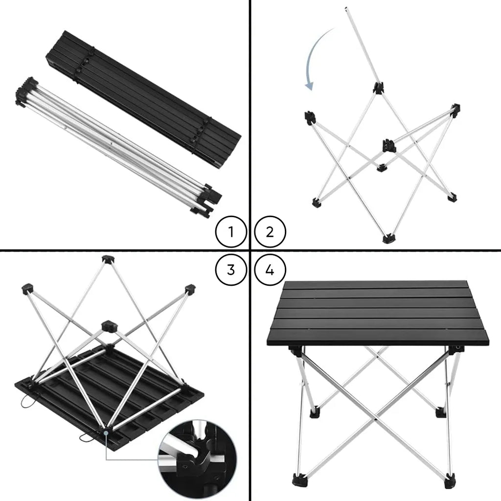 Mesa Plegable de Acero para Camping detalle – Mil Ideas