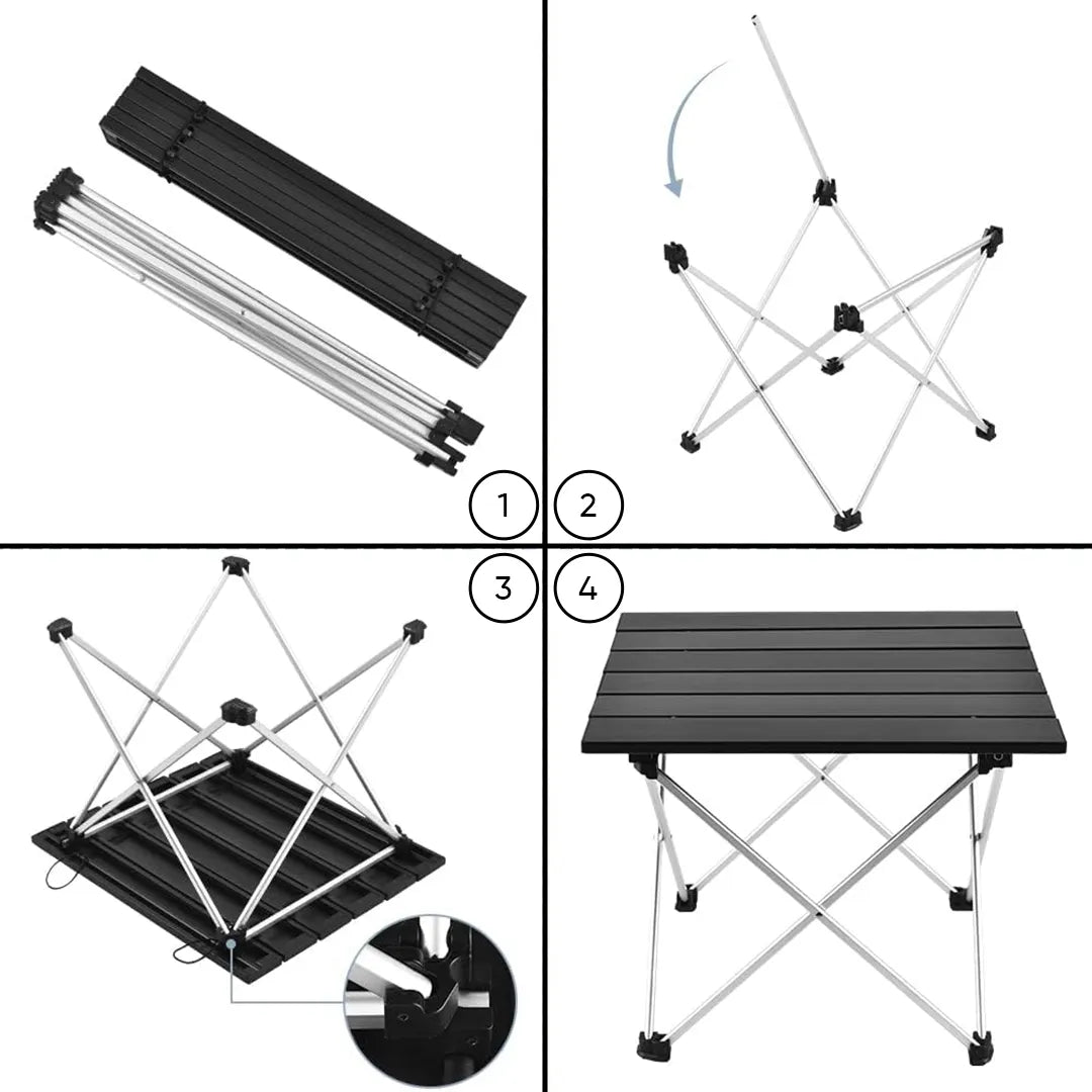 Mesa Plegable de Acero para Camping detalle – Mil Ideas