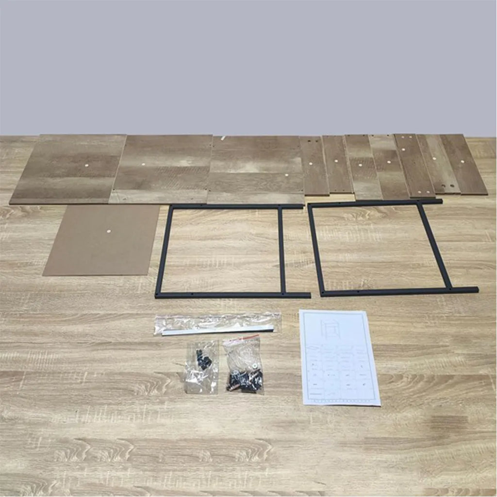 Mesa de luz hierro y MDF desarmable con cajón vista adicional – Mil Ideas