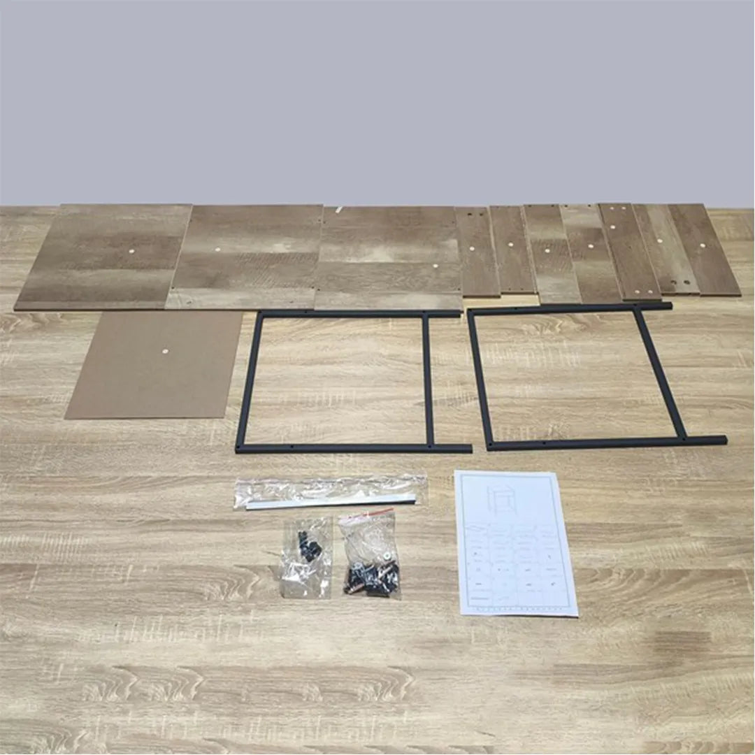 Mesa de luz hierro y MDF desarmable con cajón vista adicional – Mil Ideas