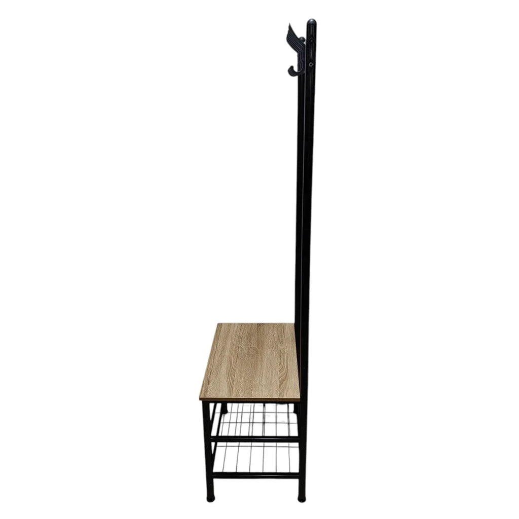 Perchero zapatera 3 estantes hierro y MDF vista adicional – Mil Ideas
