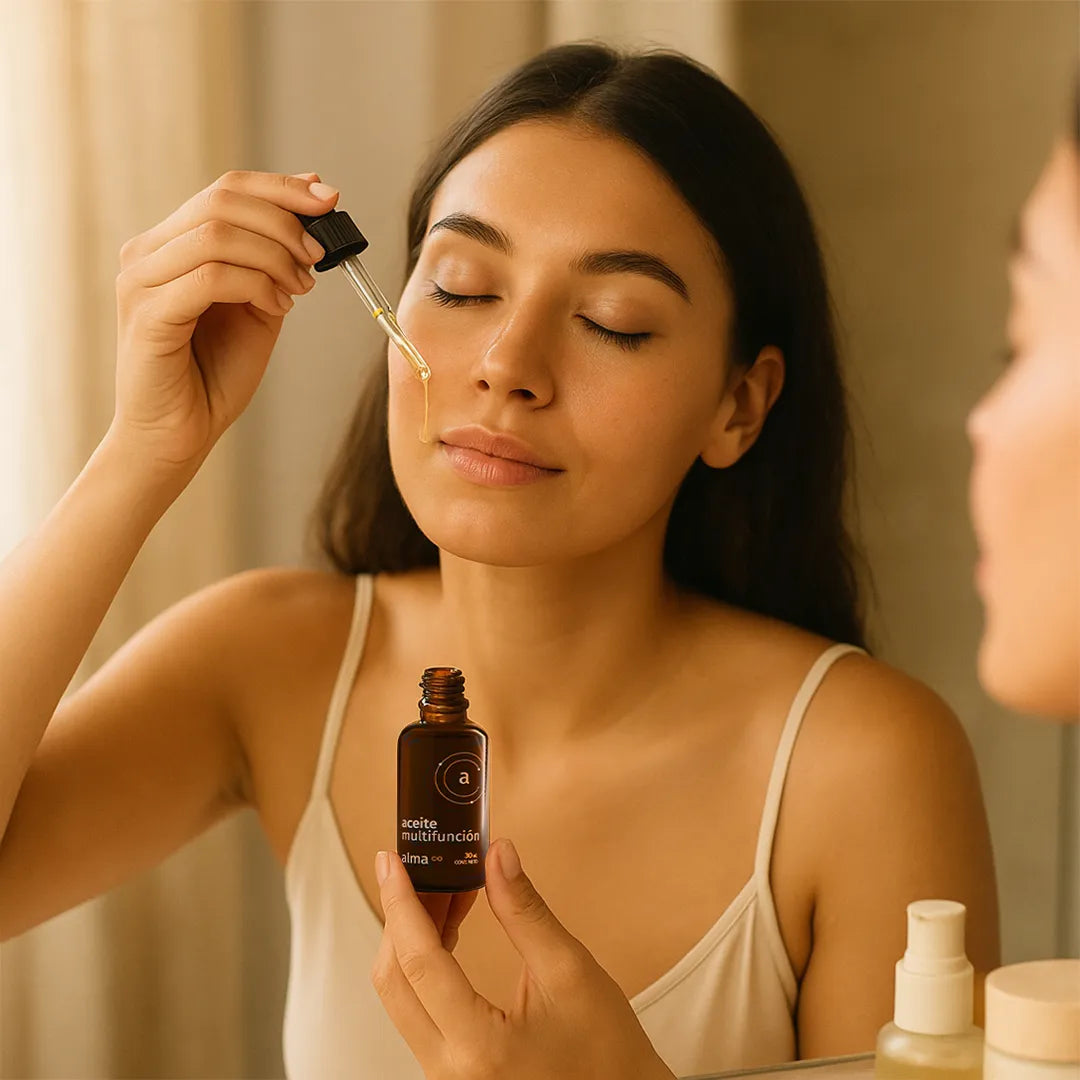 Aceite multifunción Alma Cosmetica en uso – Mil Ideas