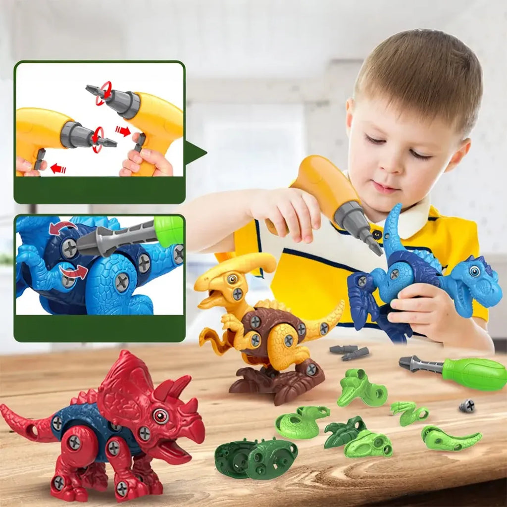 Set de 4 Dinosaurios Desarmables con Taladro detalle – Mil Ideas