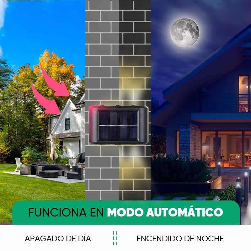 Pack de 2 focos solares 6 luces frías en uso – Mil Ideas
