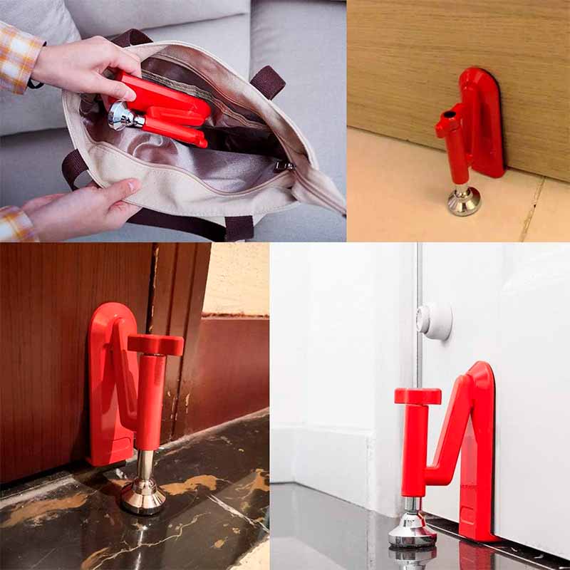 Tranca de puerta antirrobo con alarma en uso – Mil Ideas
