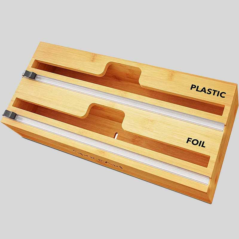 Organizador porta rollos de cocina bambú vista adicional – Mil Ideas