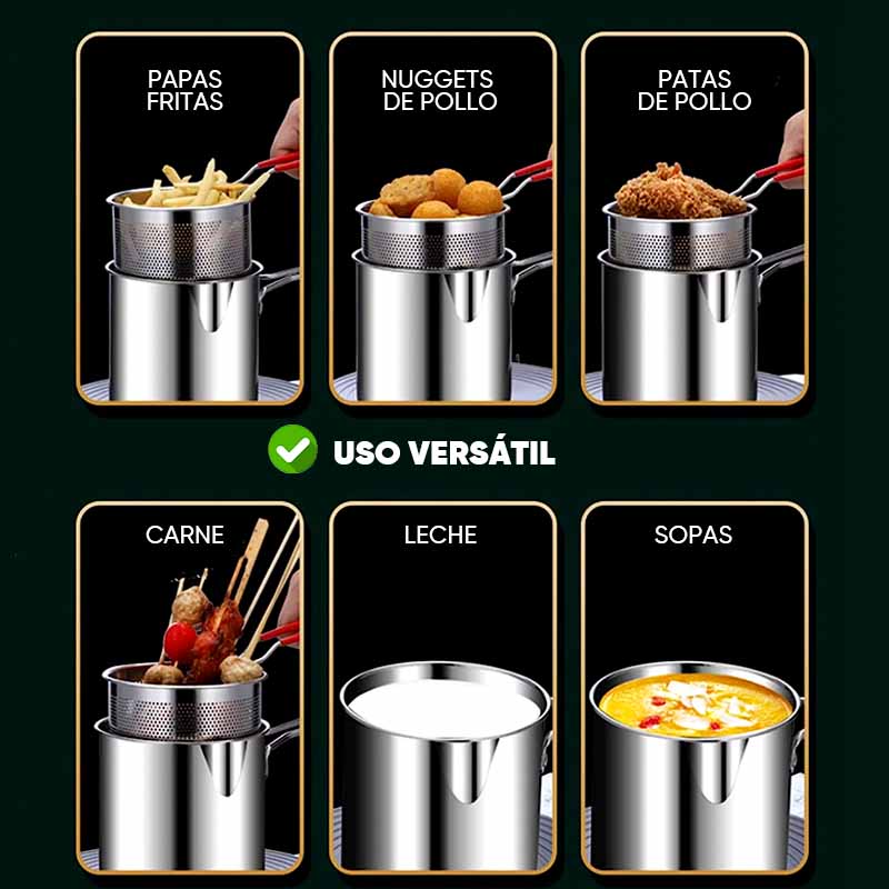 Olla con Filtro para Freír en Acero Inoxidable vista adicional – Mil Ideas