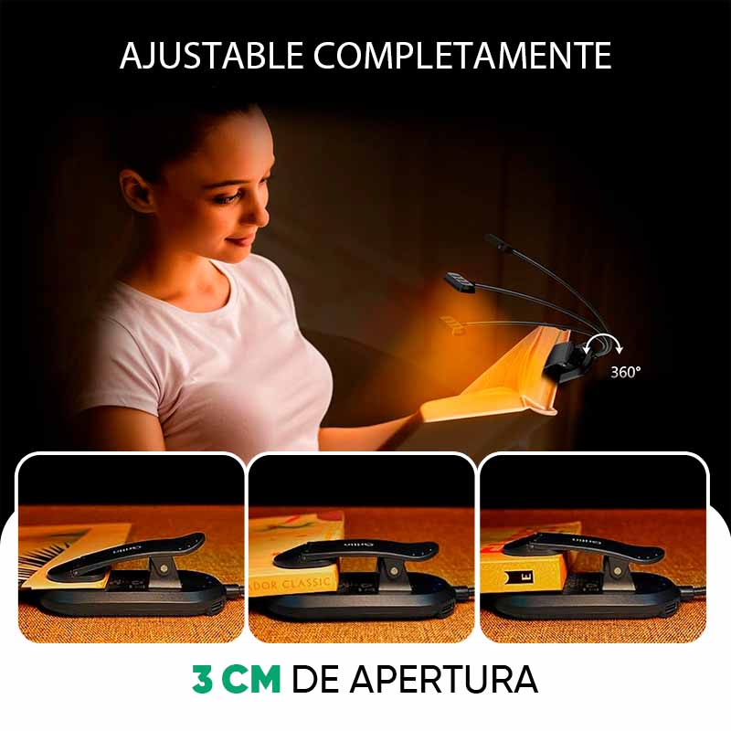 Luz LED de lectura 360 grados ajustable detalle – Mil Ideas