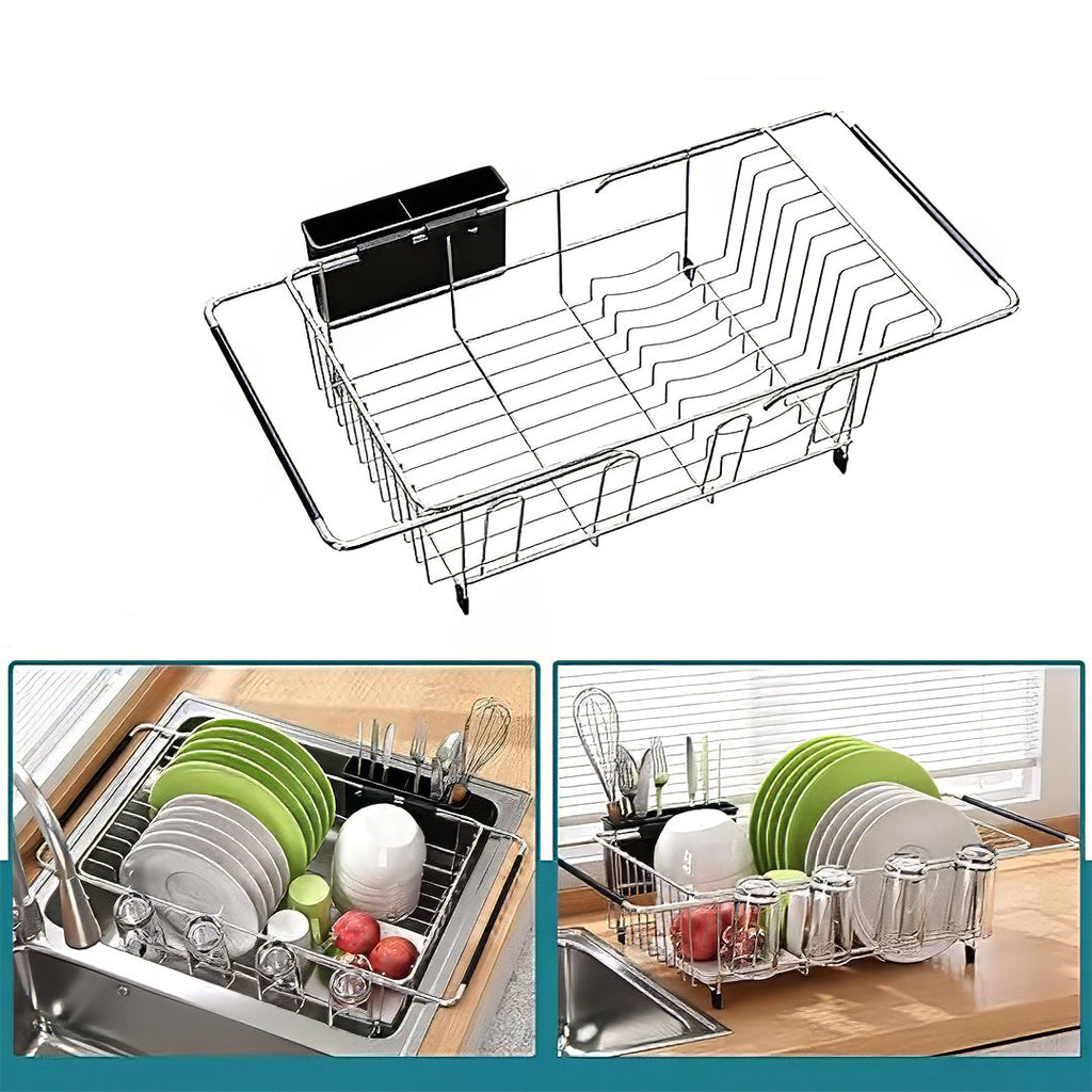 Escurridor de Platos Retráctil para Fregadero de Cocina