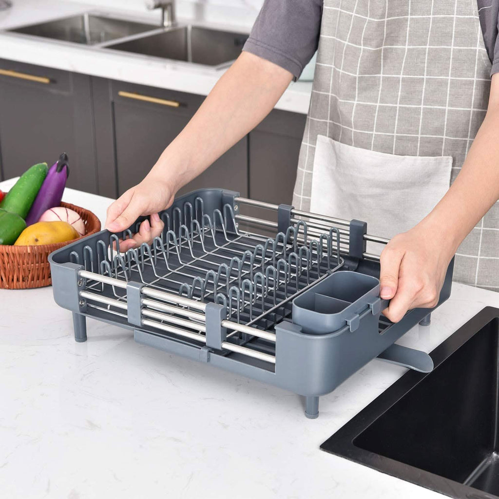 Escurridor de platos extensible con drenaje detalle – Mil Ideas