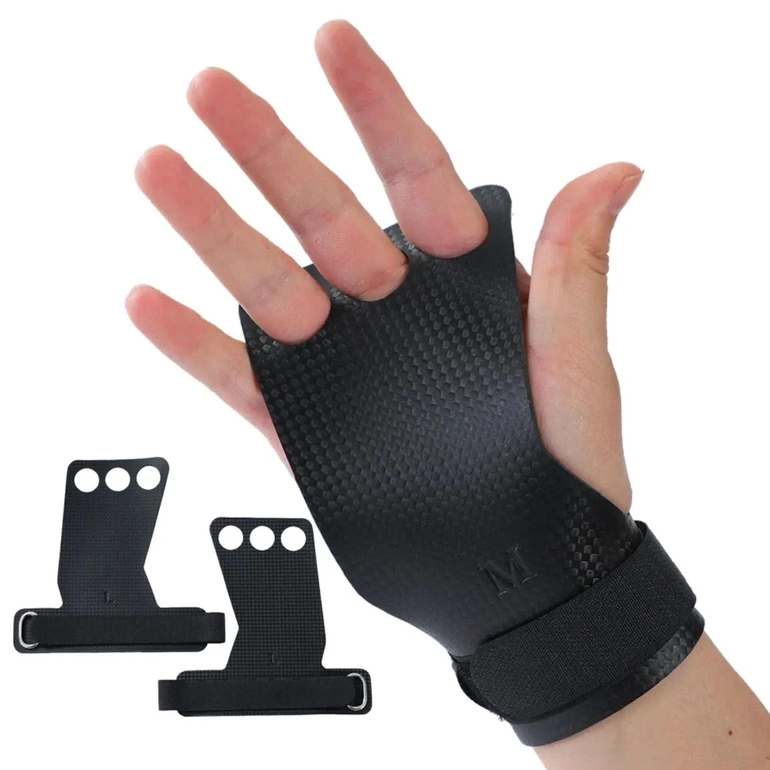 Calleras hand straps de carbono liso para gym – Mil Ideas