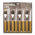 Set 8 piezas cuchillo y tenedor con mango de madera – Mil Ideas