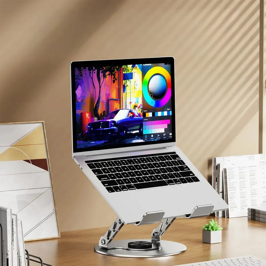 Soporte 360° para notebook y tablet en uso – Mil Ideas